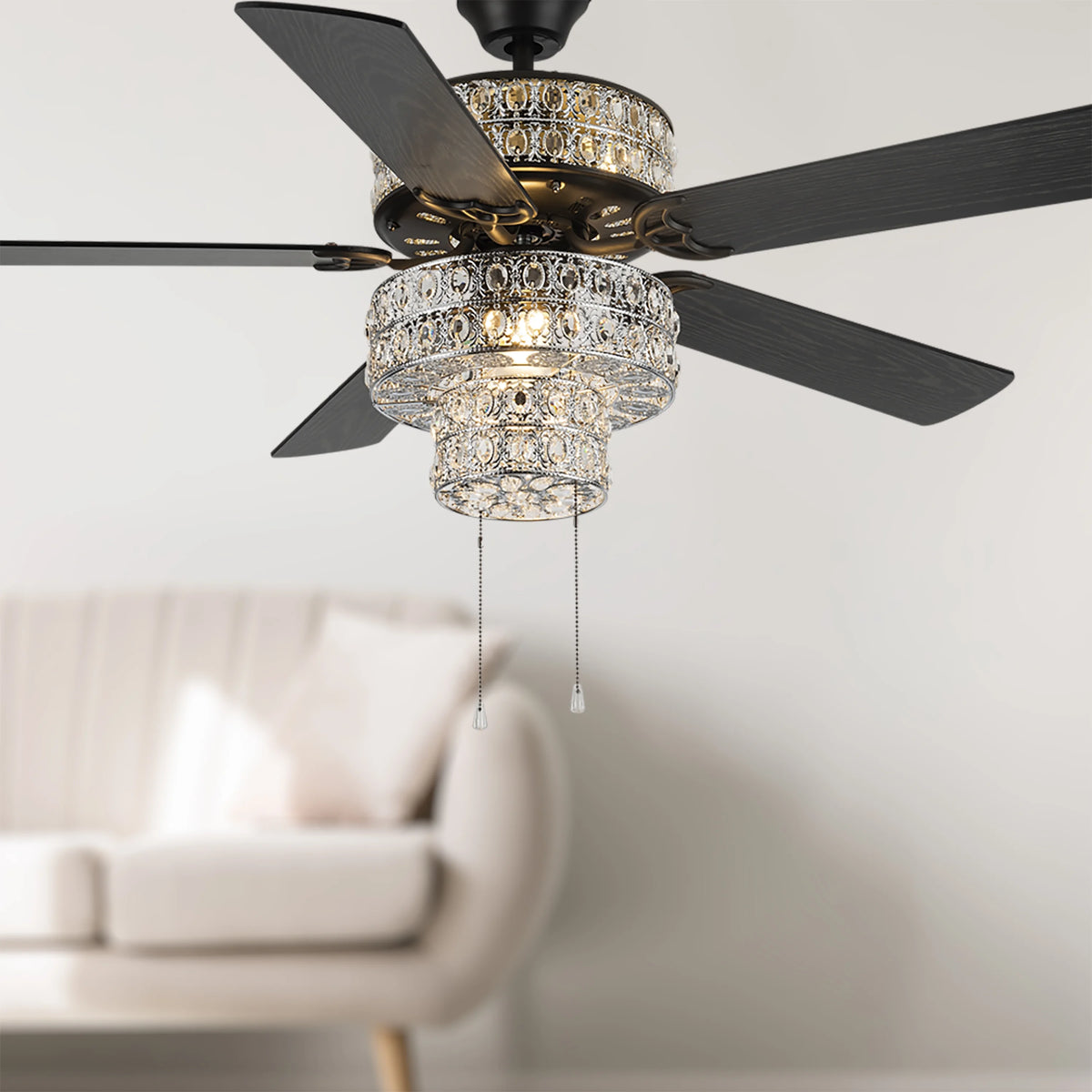52" Crystal LED Ceiling Fan with Light M372