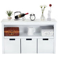 White Storage Cabinet with 3 Rolling Box Cubes and Large Shelf O9300