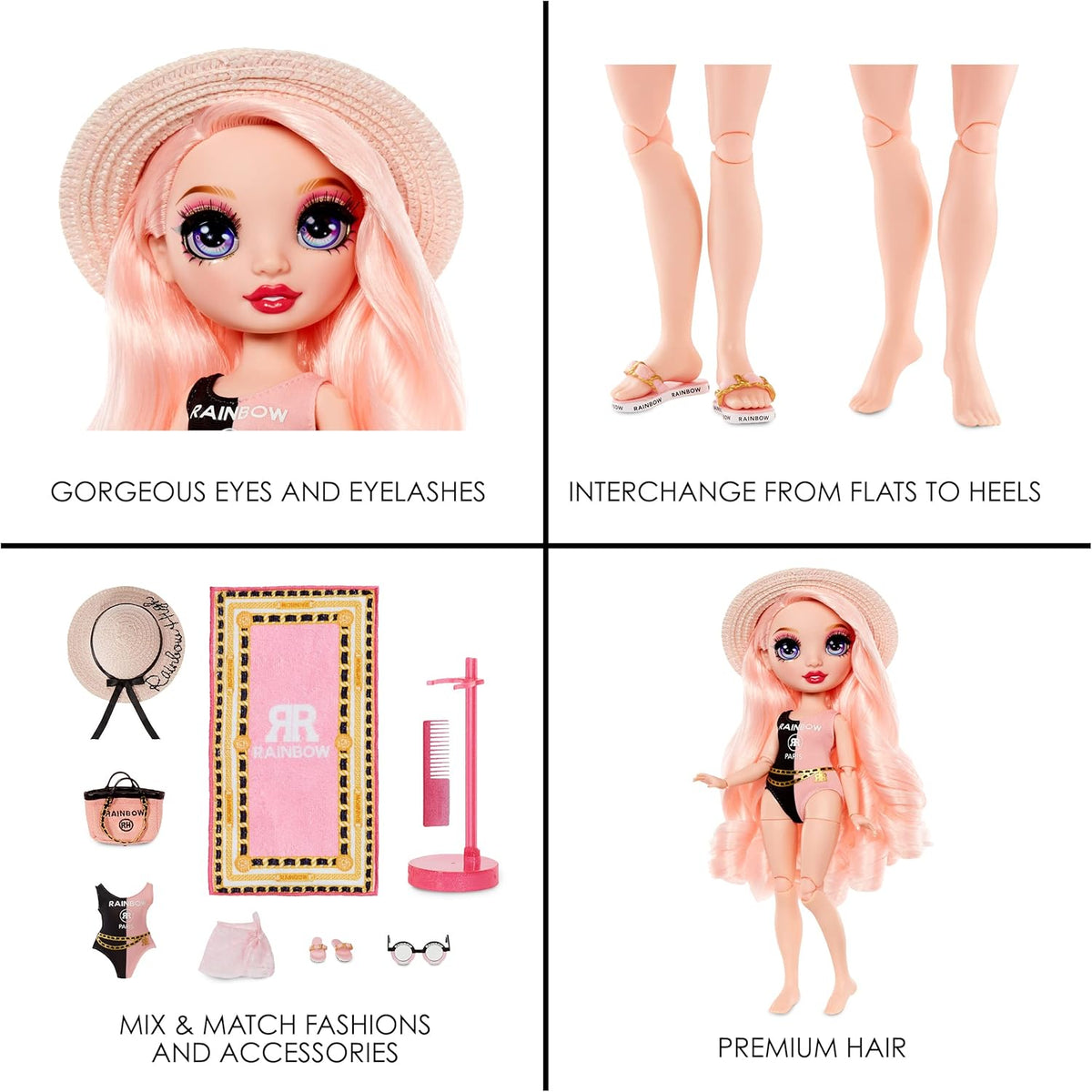 Pink Fashion Doll with 2 Designer Outfits and Pool Accessories Playset Q587929