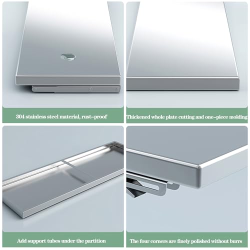 Stainless Steel Wall Mounted Folding Table with Metal Brackets, 120x40cm T694345
