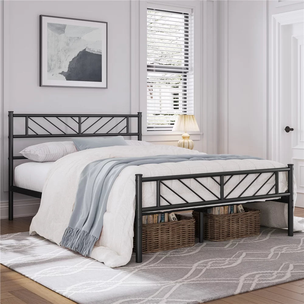Queen Size Black Metal Platform Bed U813237