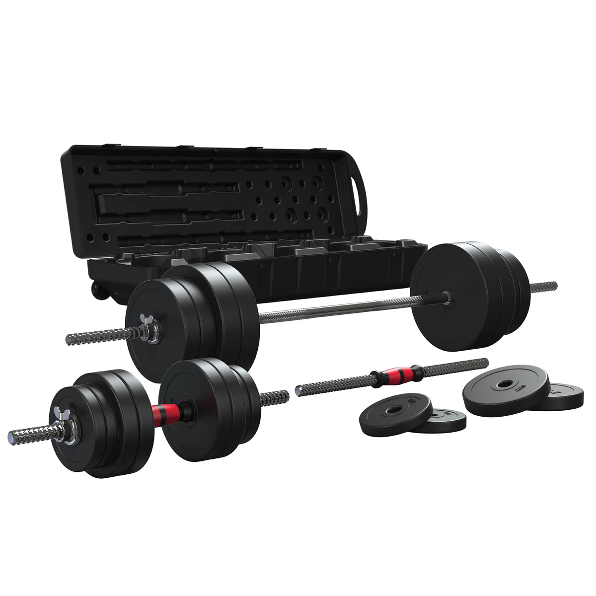 2-in-1 Adjustable Dumbbell and Barbell Set, 100lbs., Black W53258