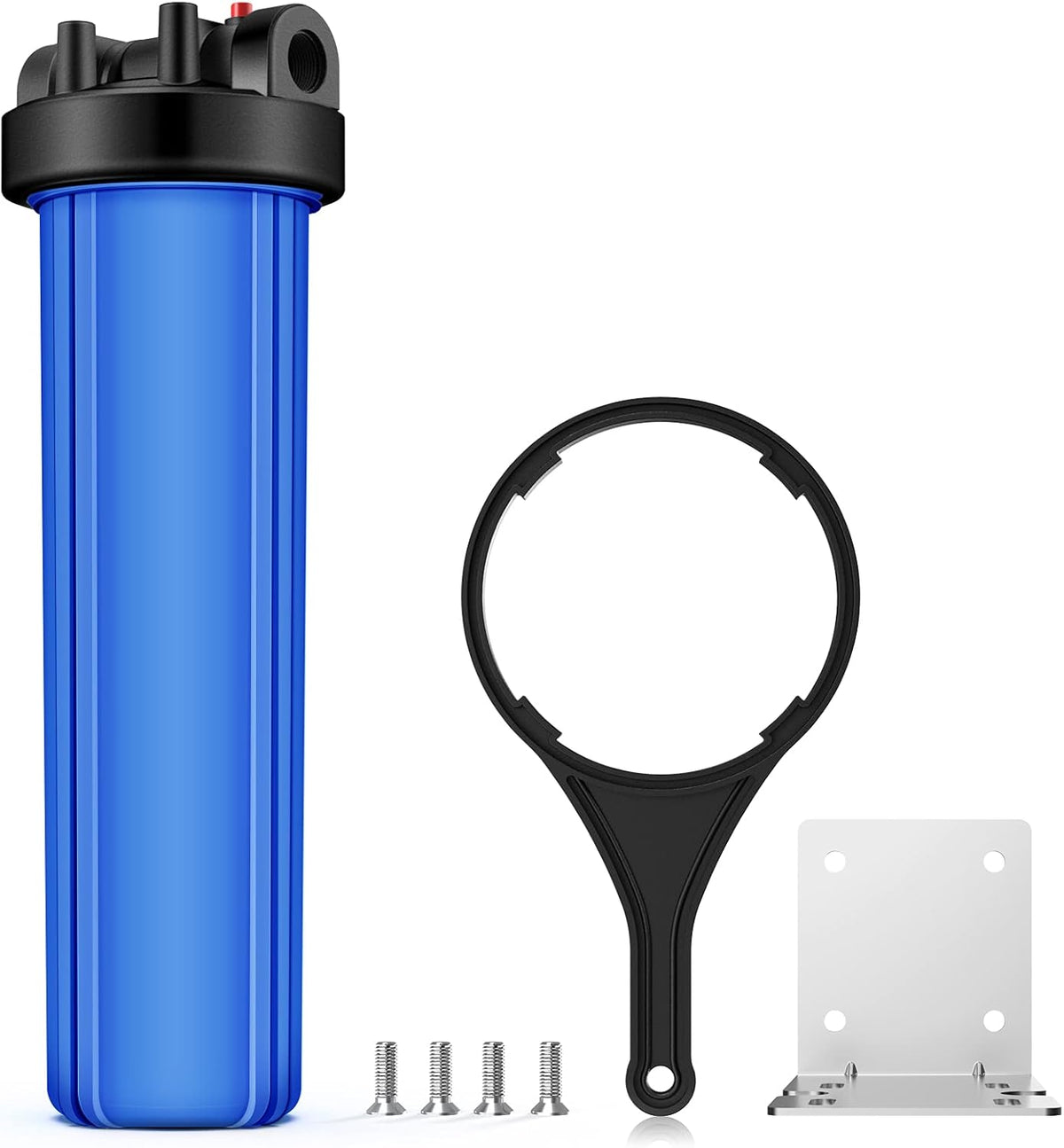 10 inch Whole House Water Filter Housing, 10 x 4.5 Sediment Carbon Cartridge Universal Housing, 1 NPT Port, Pressure Release, Pack of 2 E6076