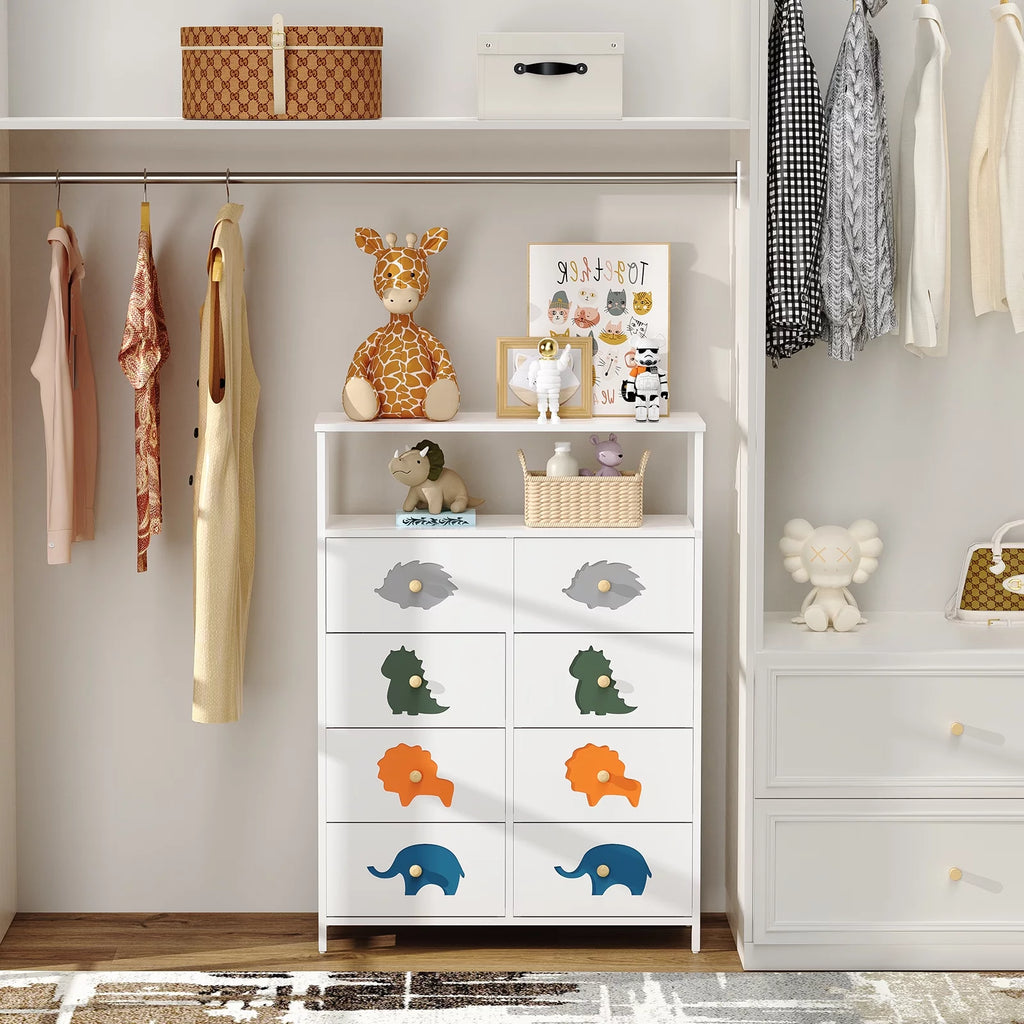 White 6 Drawer Kids Dresser with Shelf X6997
