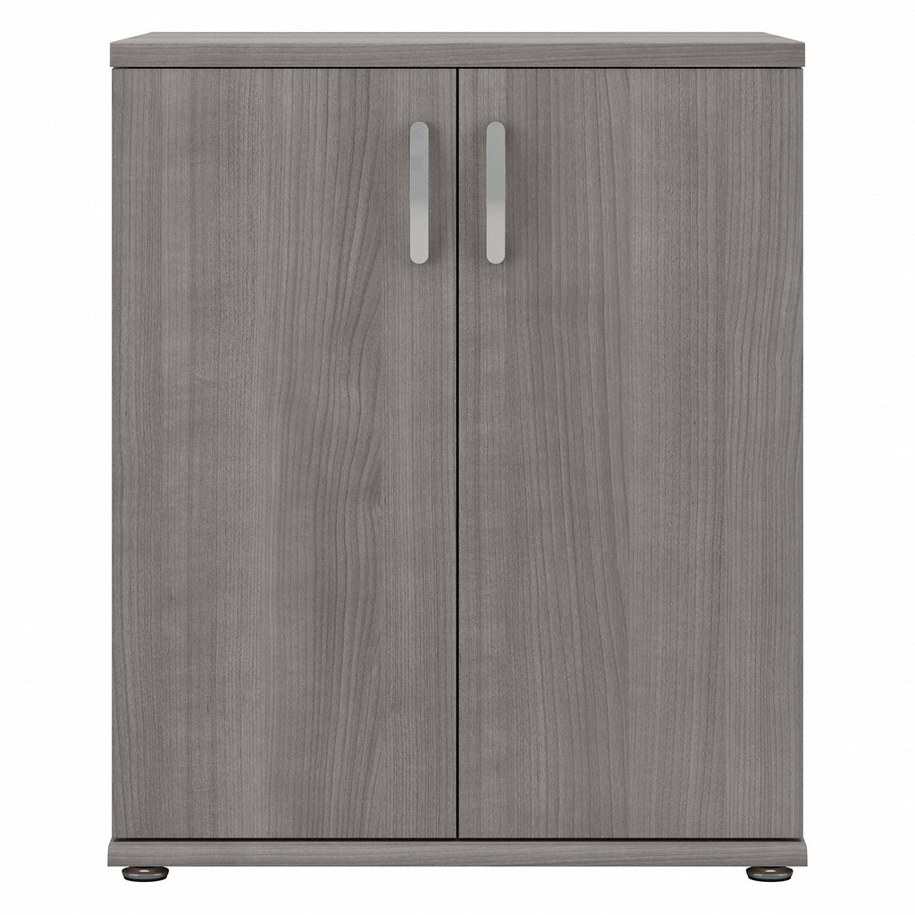 White Floor Storage Cabinet with Doors and Shelves O20569