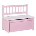 Wooden Toy Organizer Chest Storage Box With Seat Bench Cabinet Cube With Safety Pneumatic Rod U107489