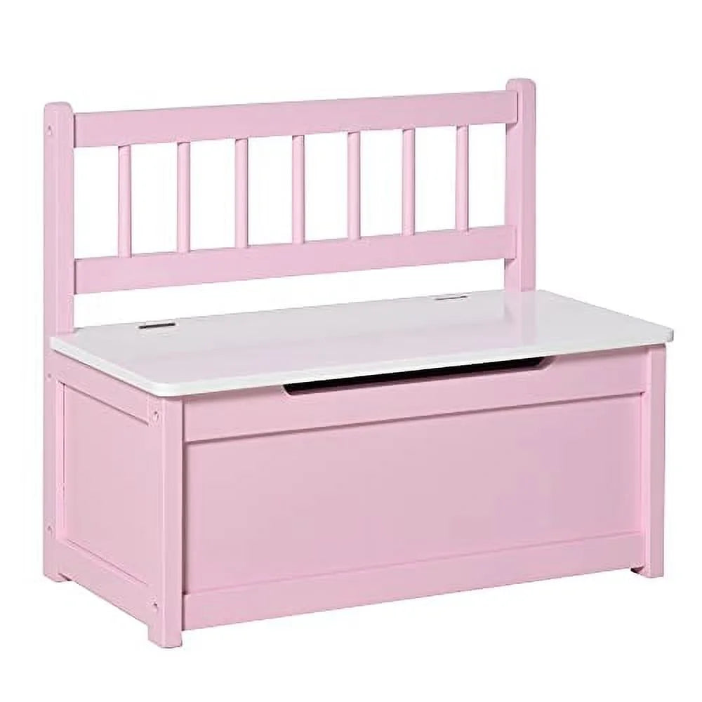 Wooden Toy Organizer Chest Storage Box With Seat Bench Cabinet Cube With Safety Pneumatic Rod U107489