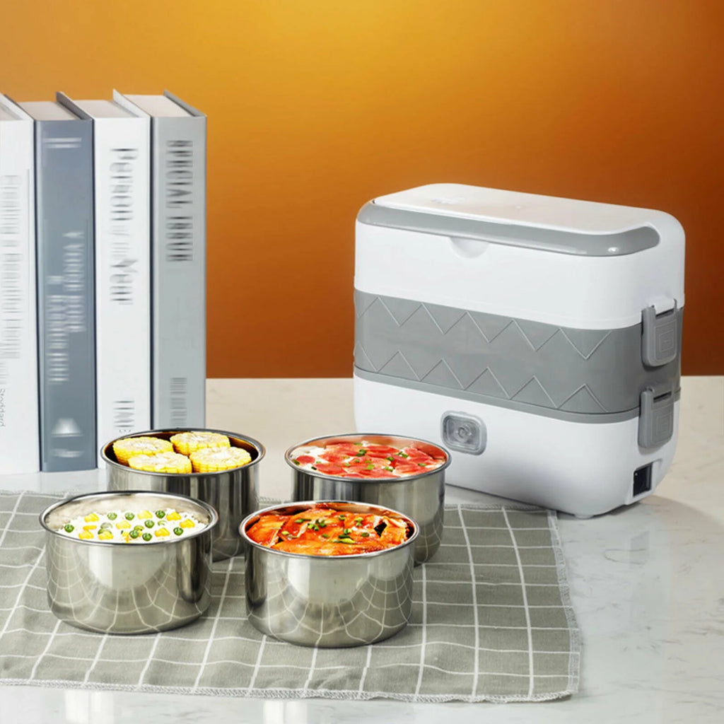 Electric Heated Lunch Box Portable Food Warmer Stainless Steel 110V U952614