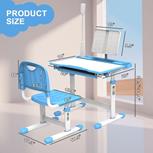 Green Height-Adjustable Kids Desk and Chair Set K699