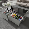 White Smart Coffee Table with Fridge and Bluetooth Speakers K308