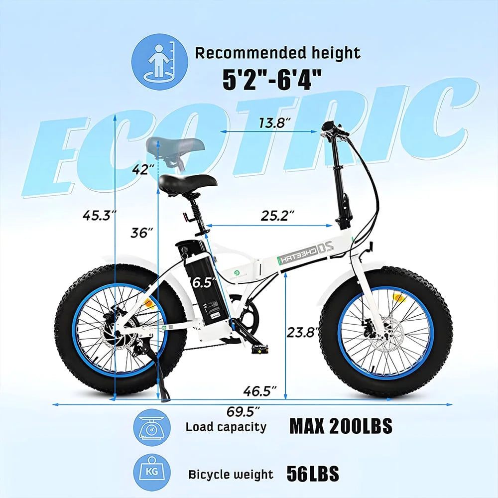 Fat Tire Electric Bike 20" Folding Bicycle 500W 36V Pedal Assist Electric Bicycle C5312