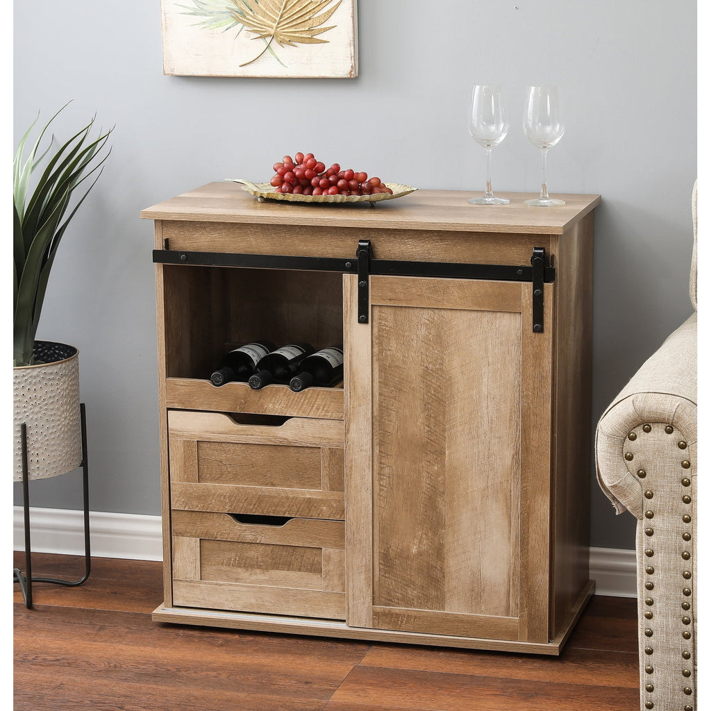 Natural Oak Finish Wine and Storage Cabinet M251
