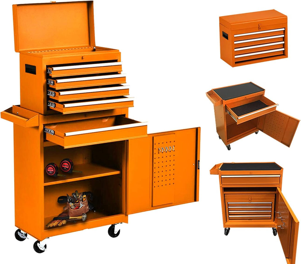 5 Drawer Rolling Tool Chest with Lock and Wheels F8034