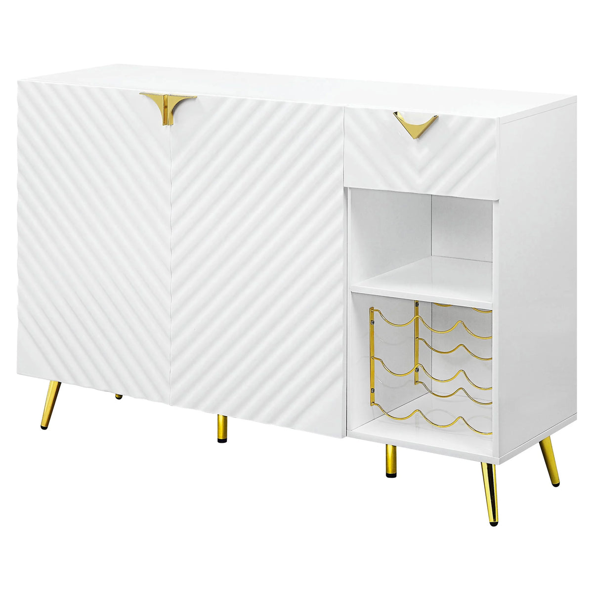 White High Gloss Server with Wine Rack M340365