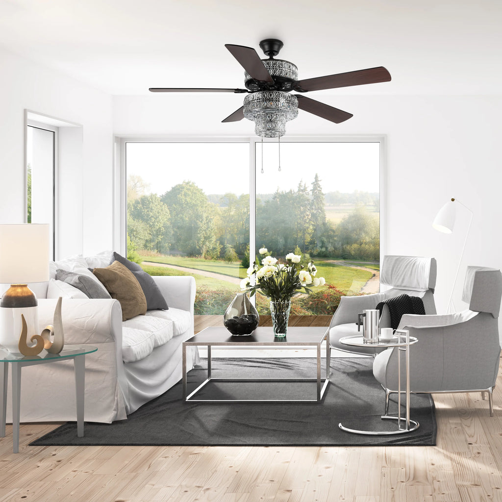 52" Crystal LED Ceiling Fan with Light M372