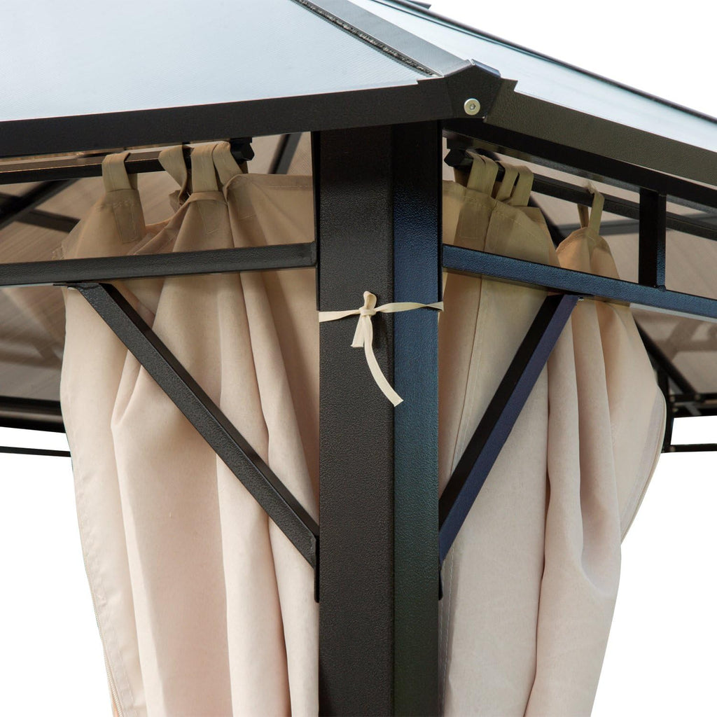 10x12 Hardtop Gazebo with Metal Frame, Polycarbonate Canopy with Curtains V727610