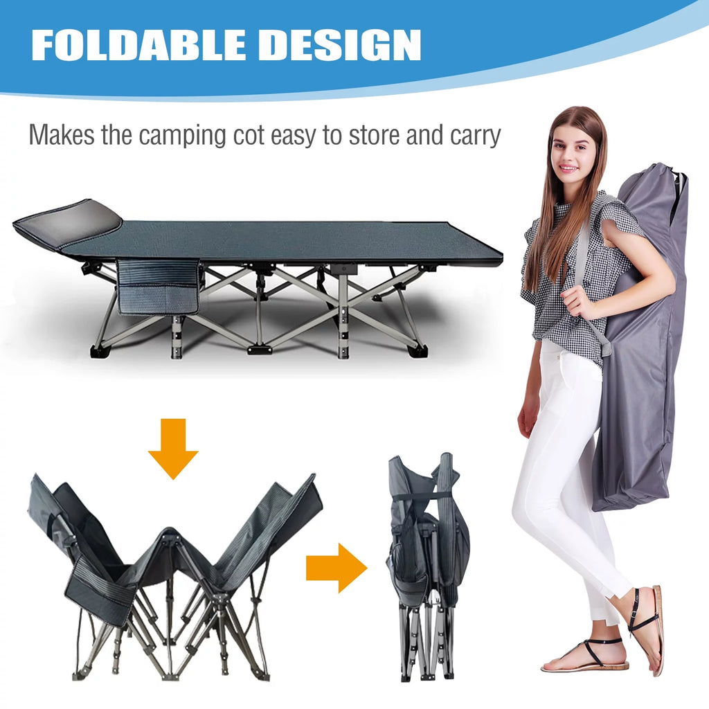 Folding Camping Cot 2 Pack with Mattress & Carry Bag I903