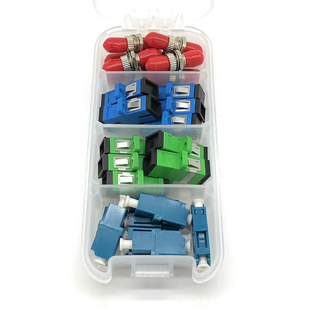 Fiber Optic Coupler Kit, 4 Styles with 26 Couplers for Single-Mode & Multi-Mode Patch Cords X169