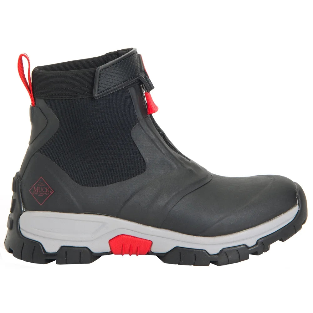 Black Gray Red Mid Zip Boots U9357