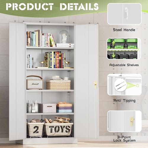 72" Black Metal Storage Cabinet with Lock R17746