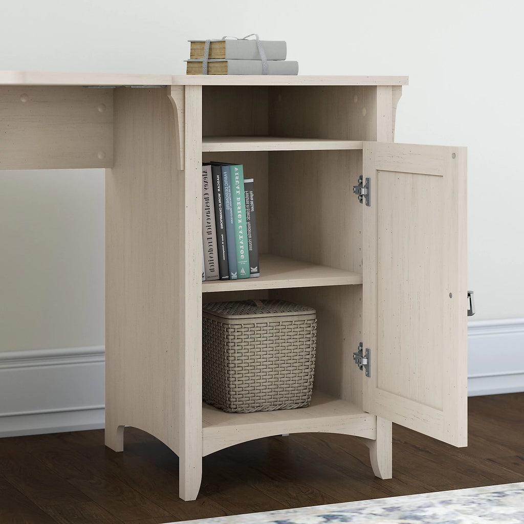 Antique White Corner Computer Desk with Storage M49731
