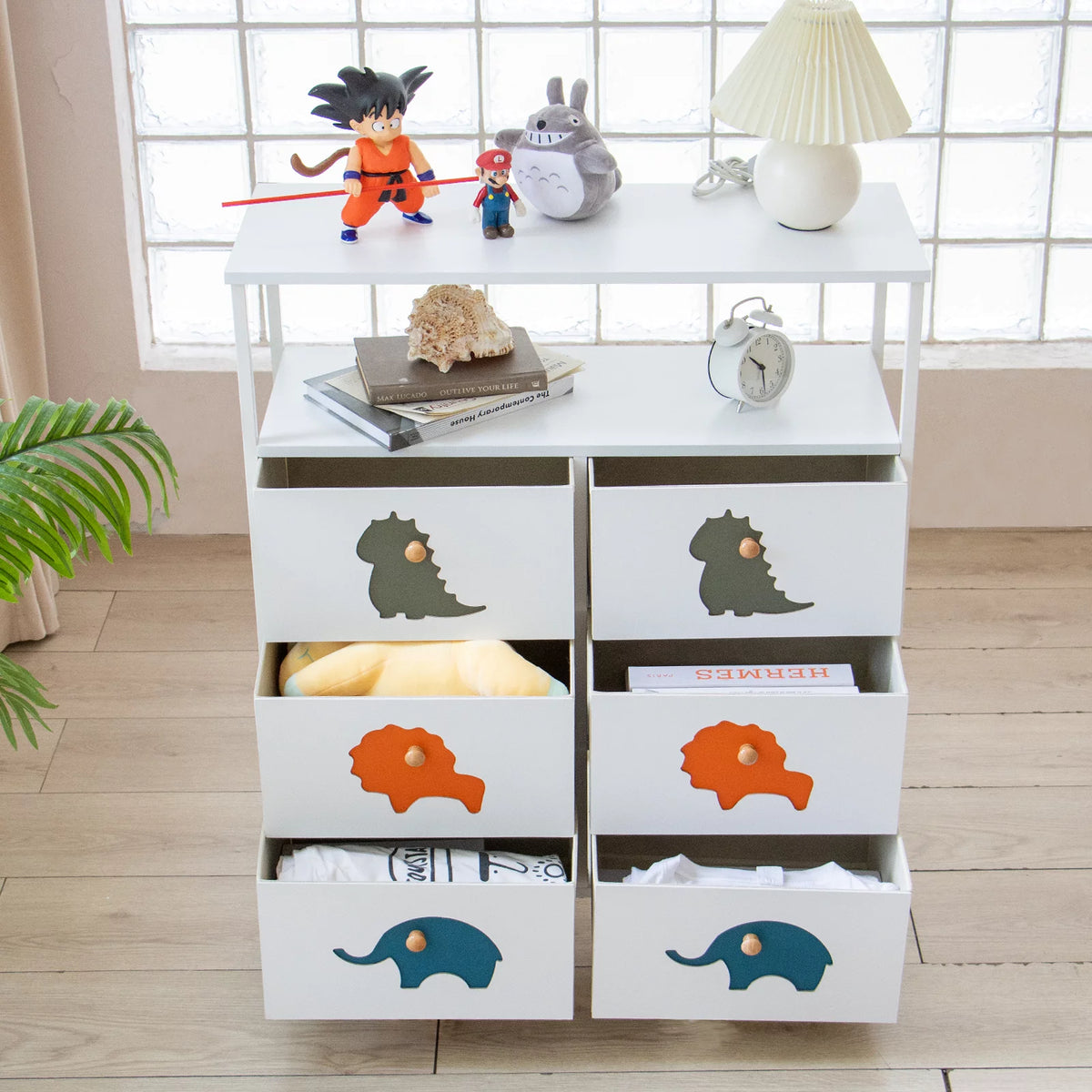 White 6 Drawer Kids Dresser with Shelf X6997