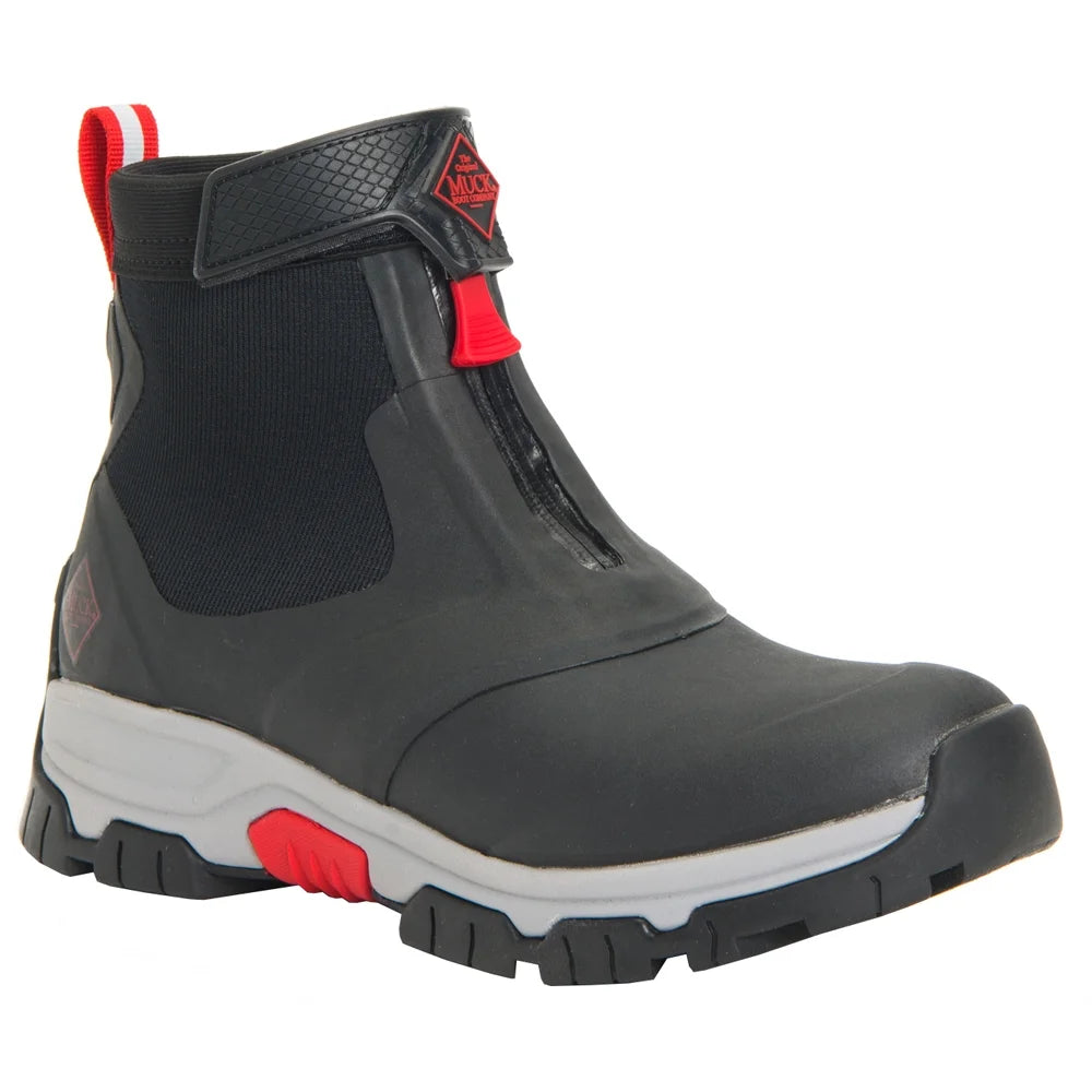 Black Gray Red Mid Zip Boots U9357