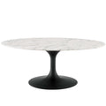 Oval Coffee Table Artificial Marble Stone Metal Black White F81384