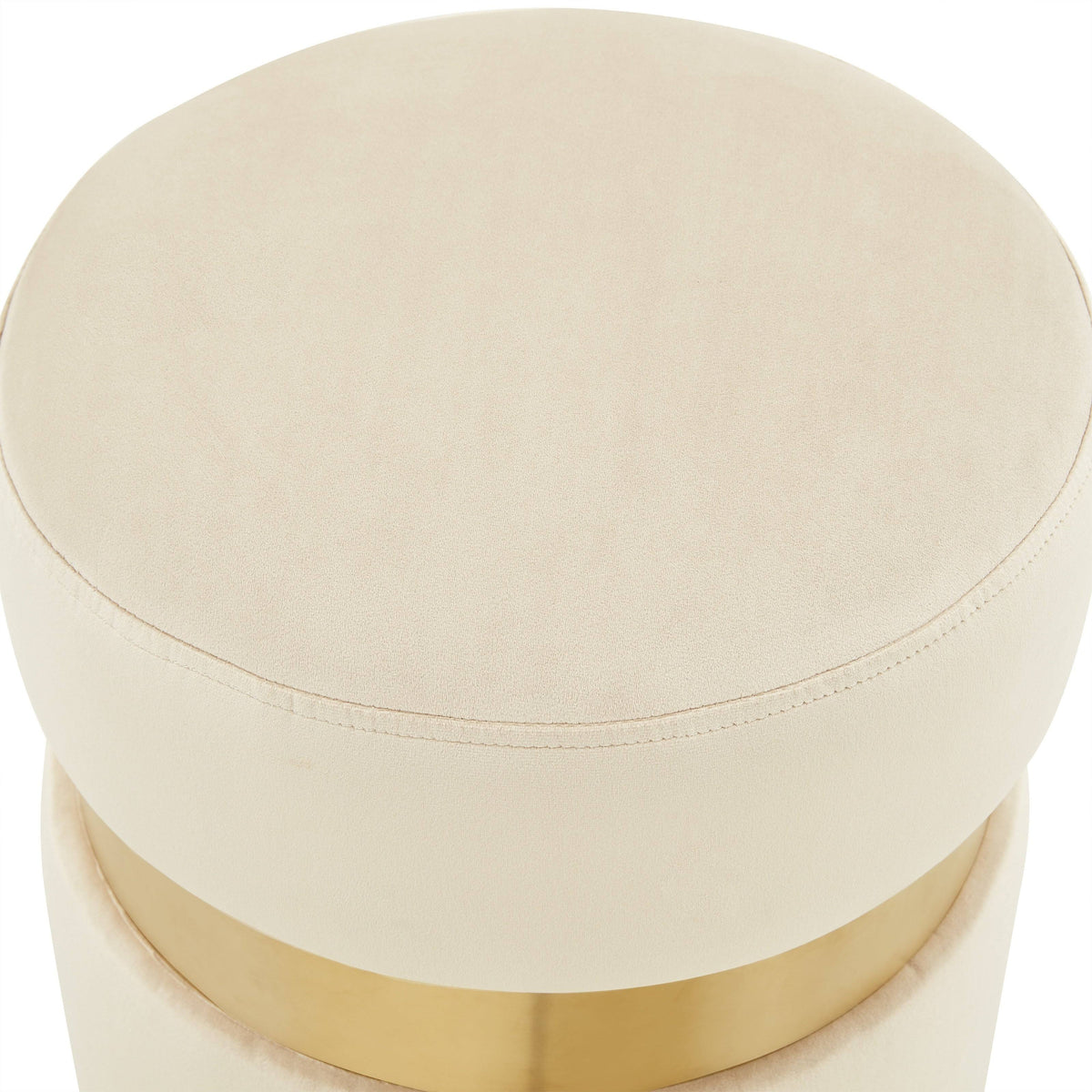 Light Grey Round Velvet Ottoman W2531