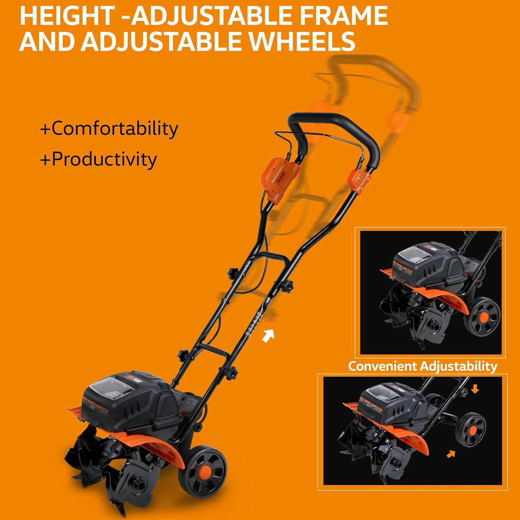 40V 14 Inch Electric Tiller Cultivator with Extra Battery W29801