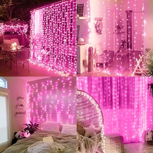 300 LED Curtain String Lights with Remote F9401