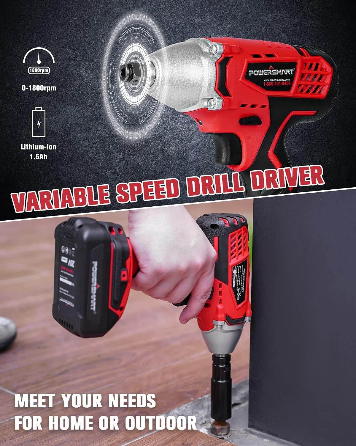 Cordless Impact Wrench 3-in-1, 20V Battery and Fast Charger, Pack of 2 Z187652