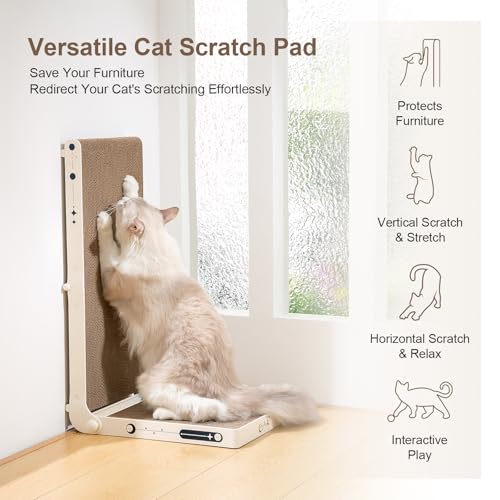 25.3 Inch Double Sided L Shape Cat Scratcher with Ball Toy C56493