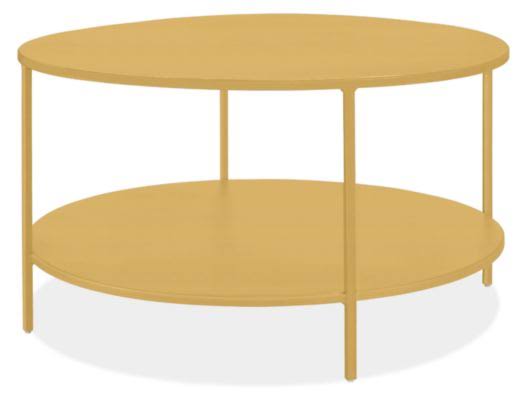 Slim Round Coffee Table with Shelf 36 Diameter 16h in Saffron Yellow G17334