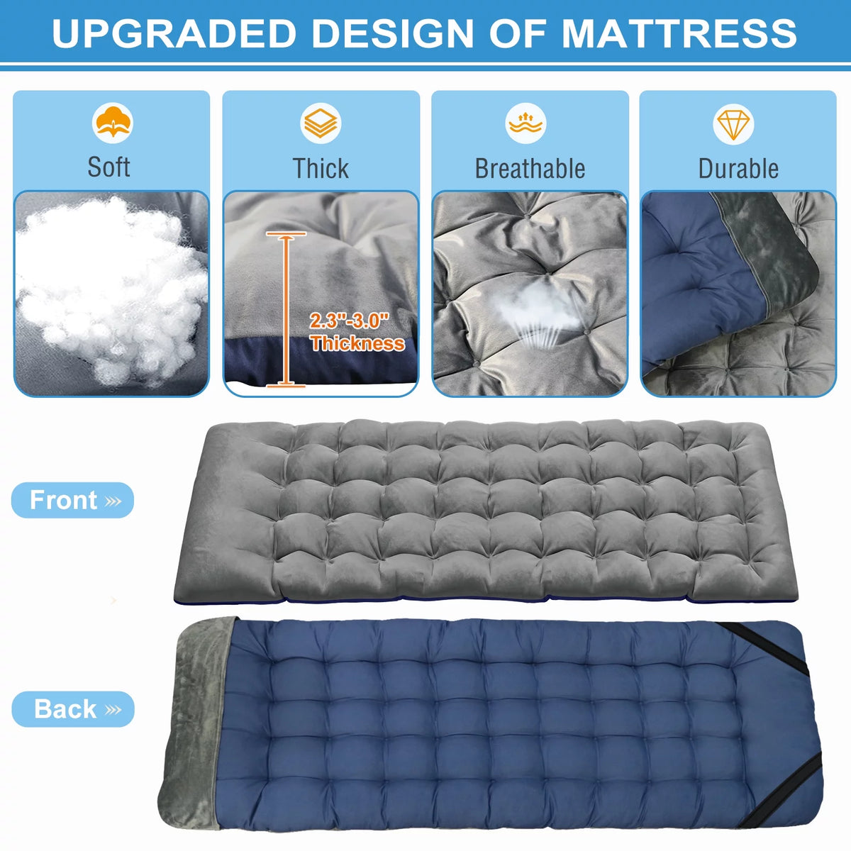 Folding Camping Cot 2 Pack with Mattress & Carry Bag I903