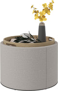 Round Storage Ottoman with Flip Top Tray Y8898