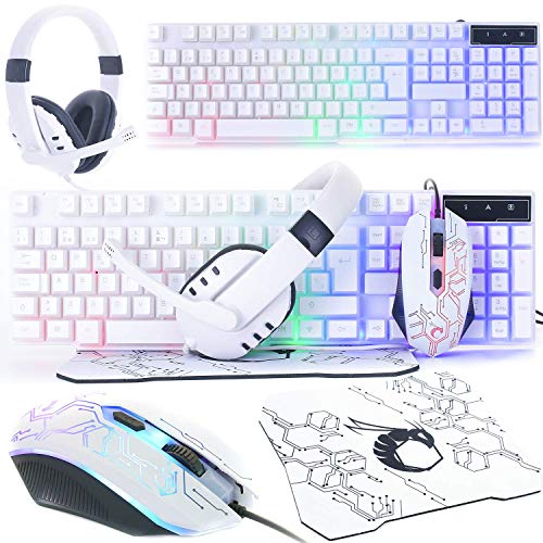 Wired LED RGB Backlight Gaming Keyboard Mouse Mouse pad Headset Bundle D341719