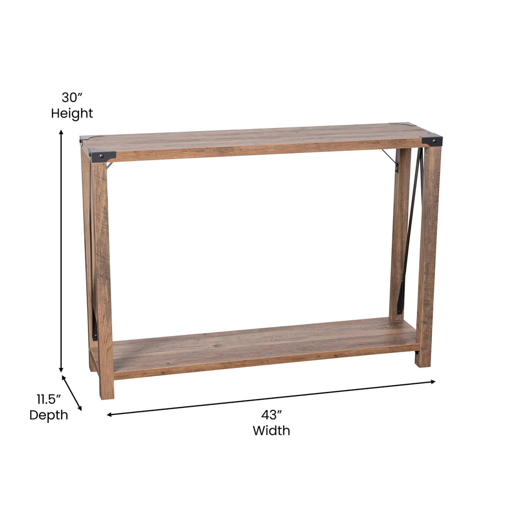 Rustic Oak 2 Tier Wooden Console Entry Table W843