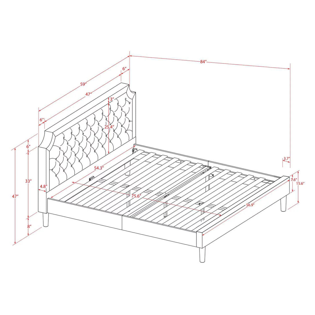 2 Pieces Wooden Full Bedroom Set C494943