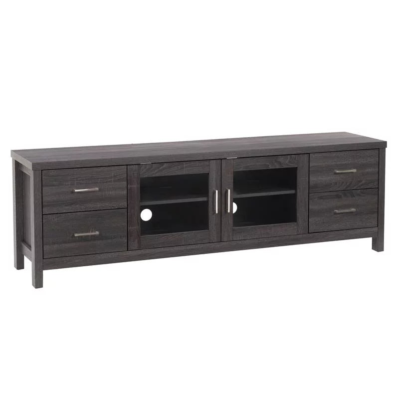 Dark Gray Engineered Wood TV Stand with Closed Storage V2829