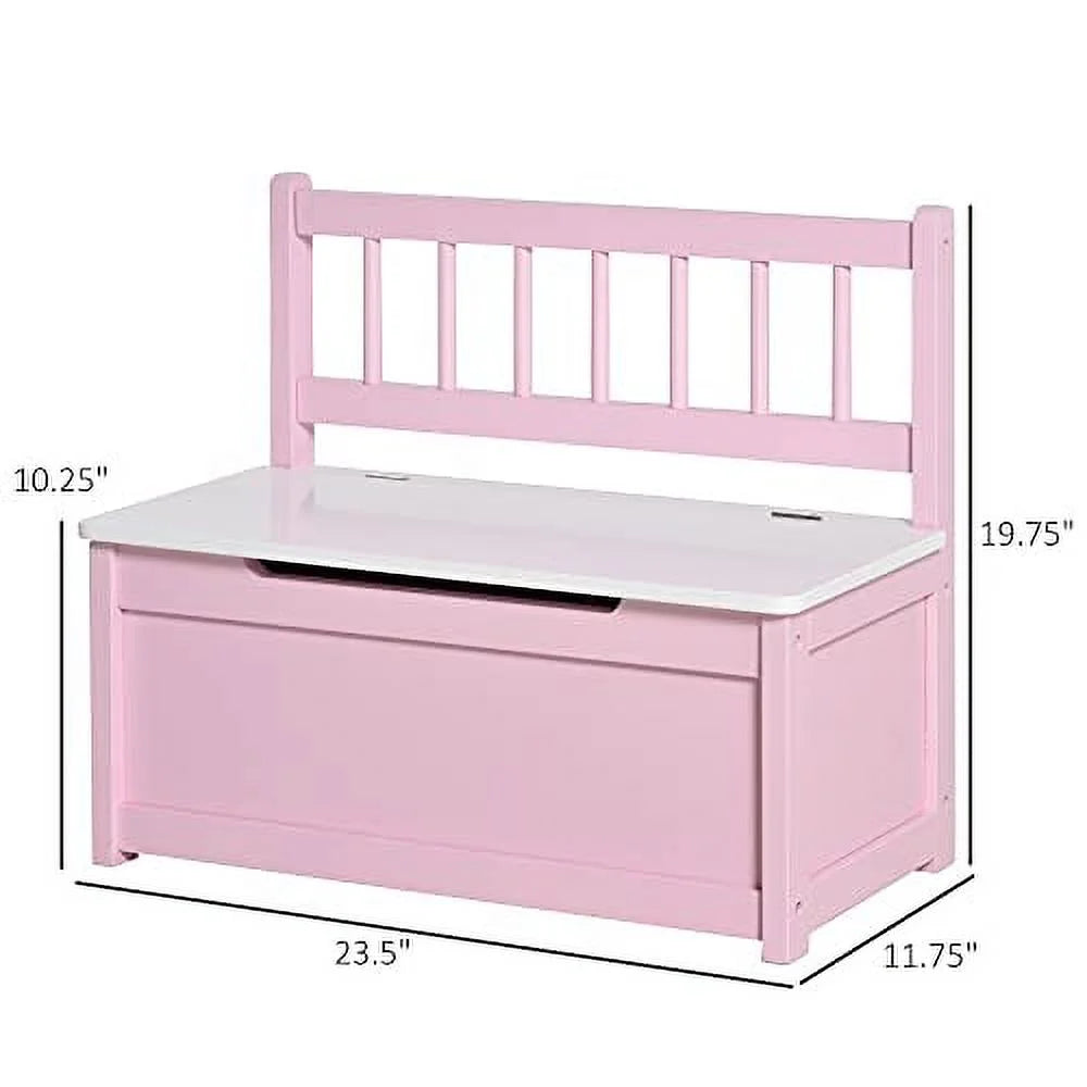 Wooden Toy Organizer Chest Storage Box With Seat Bench Cabinet Cube With Safety Pneumatic Rod U107489