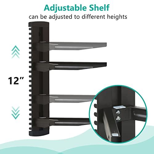 Black 2 Shelf Tempered Glass Floating Shelves I72214
