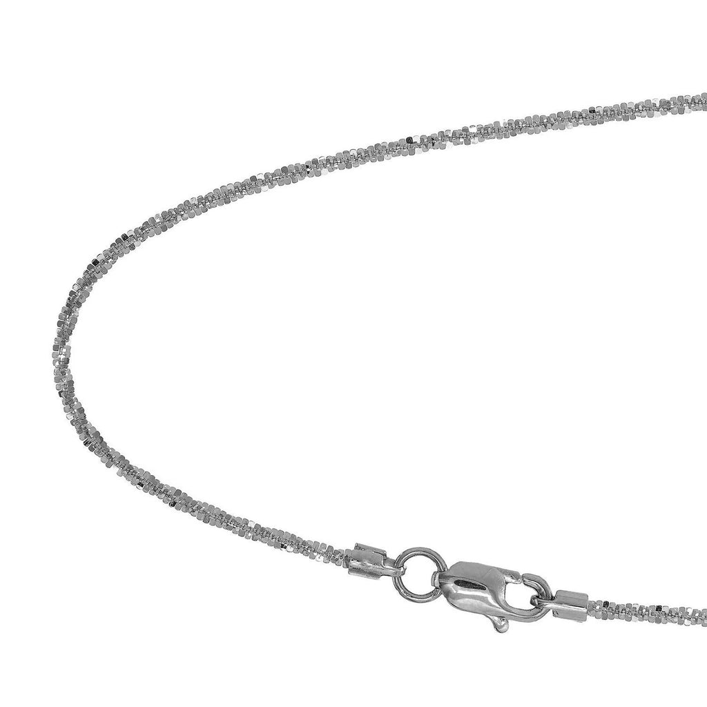 14k Solid White Gold Sparkle Chain Necklace, 20 Inches G9483