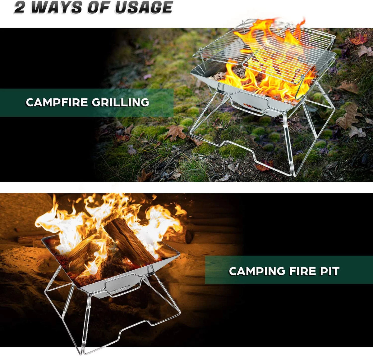 Folding Stainless Steel Campfire Grill E995