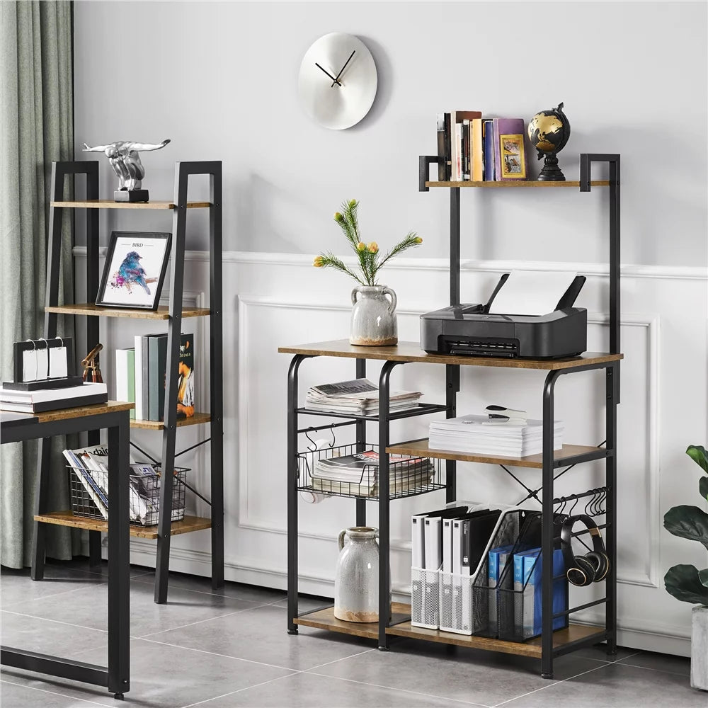 35.5" Kitchen Storage Shelf Baker's Rack with 10 Hooks E6641