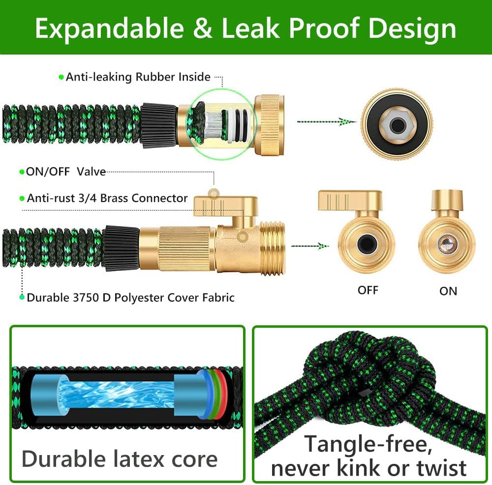 Expandable Garden Hose 75FT Pack of 2 with Spray Nozzle W1769