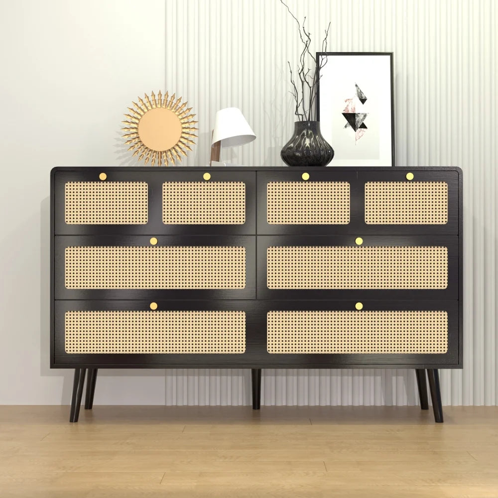 6 Drawer Rattan Wood Dresser P949