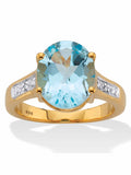 Oval-Cut Blue Topaz and Diamond Accent Two-Tone Ring 14k Gold-plated Sterling Silver D78913