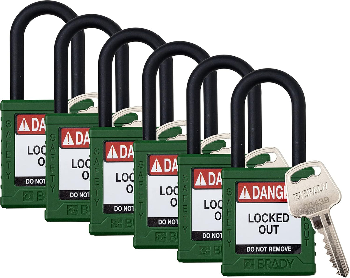 6 Pack Red Keyed Alike Safety Lockout Padlocks N81725