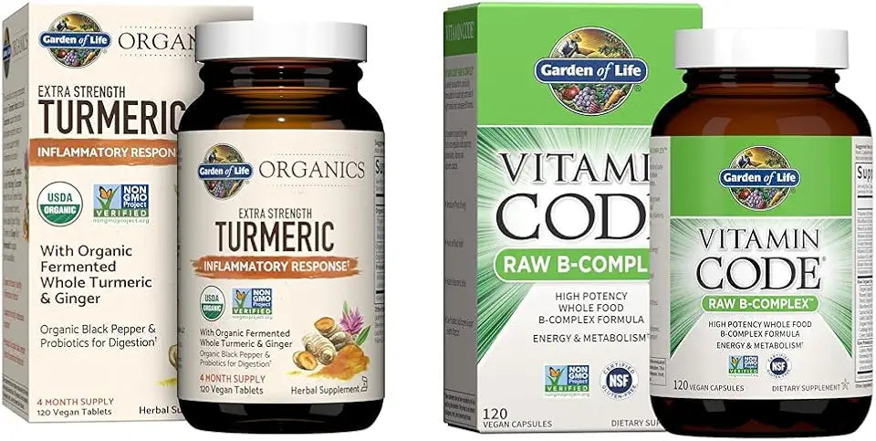 120 Turmeric Tablets & Vitamin B Complex Vegan Capsules U46116